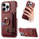 thumbnail image 1 of Y2 For iPhone 16 Pro Max Case Ring Holder Kickstand Card Slot Leather Phone Back Cover - Date Aprico, 1 of 5