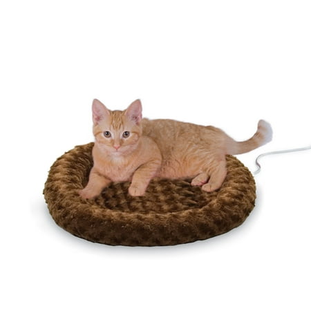 K&H Pet Products Thermo-Kitty Heated Cat Bed, Blue/Mocha, 18" x 18" x 3"