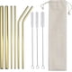 thumbnail image 1 of 10 Pcs Golden Reusable Metal Straws with Travel Case & Cleaning Brush 8.5" Stainless Steel Drinking Straw for 20 oz Tumblers Yeti - -, 1 of 4