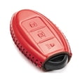 thumbnail image 3 of Vitodeco Leather Smart Key Fob Case Compatible with Nissan Versa, Sentra, Altima, Maxima, Rogue 2007-2022 (3 Buttons, Red), 3 of 5