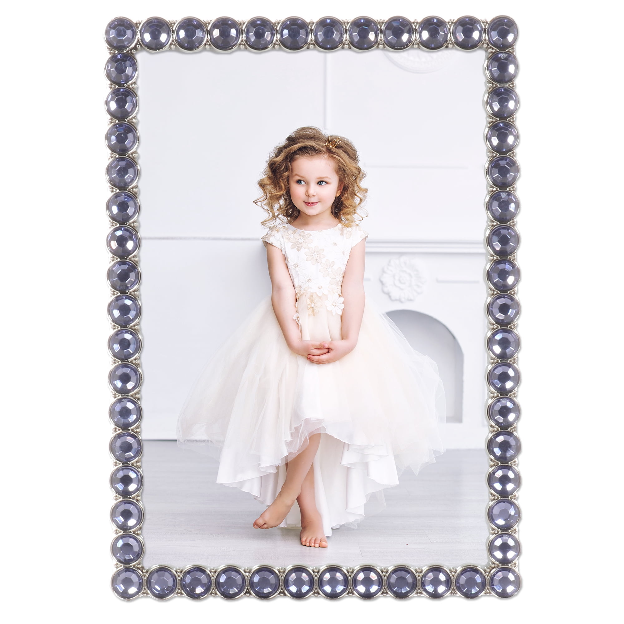 4x6 Silver Metal Sparkle Frame - Midnight Blue
