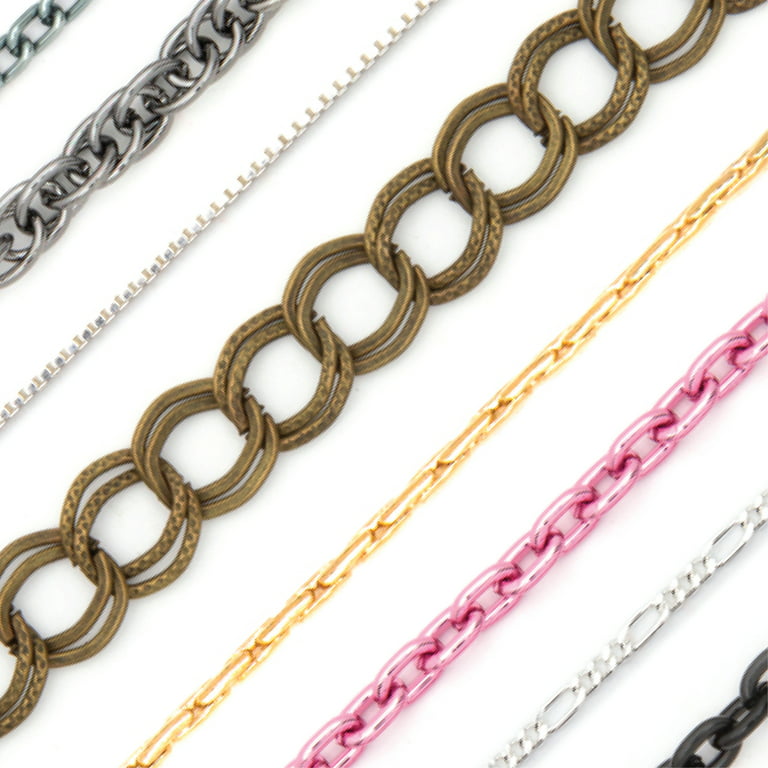 CousinDIY Assorted Metal, Unisex, Necklace Chains, Gold, Silver & Gunmetal  Finish, for Adults, 90in 