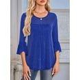 thumbnail image 2 of Women'S Ruffle 3/4 Sleeve Elegant Dressy Blouses Crew Neck Double Layers Mesh Tunic Tops Blue XL, 2 of 7