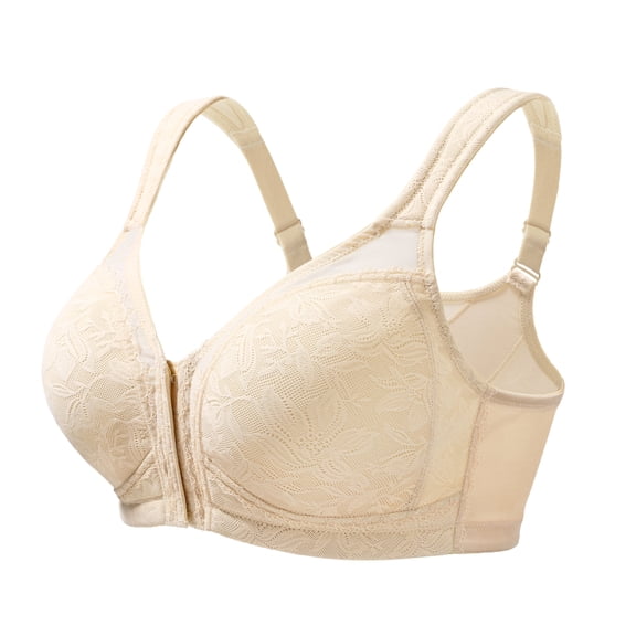 Exerin Women's Front Closure Minimizer Bras Wireless Unline Comfort Back Support Bra(36D)