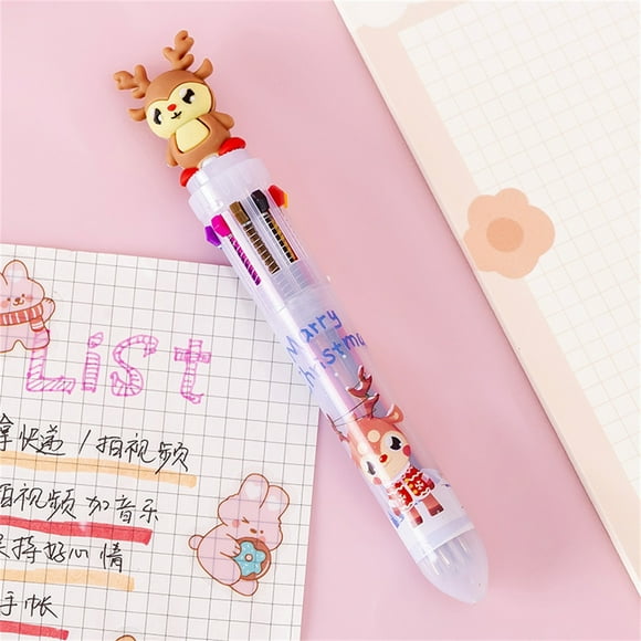 10 Color Christmas Ballpoint Pen Push Type Color Multifunction Marker 10 In 1 Multicolor Pen Christmas Gift 2ml