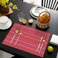 thumbnail image 3 of Red Christmas Pattern Summer Placemats Table Placemats Set Of 6-Linen Kitchen Washable Placemats Table Mats 11.8"x17.7" Non-Slip Heat Resistant, 3 of 5