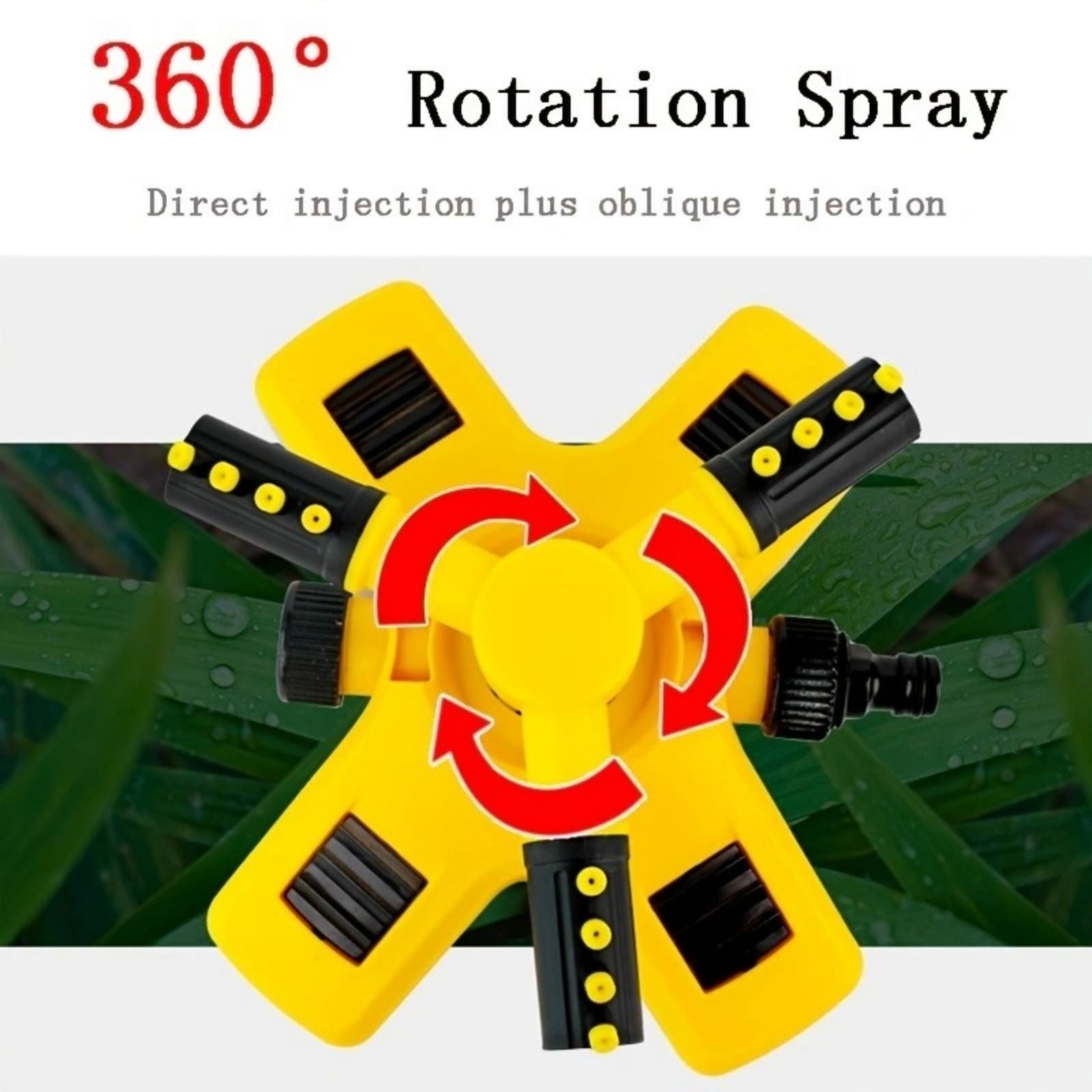 360 Degree Automatic Rotating Sprinkler - 3-Head Garden Watering System for Lawns, Flower Beds & Plant Irrigation with Full Coverage & Water-Saving Design