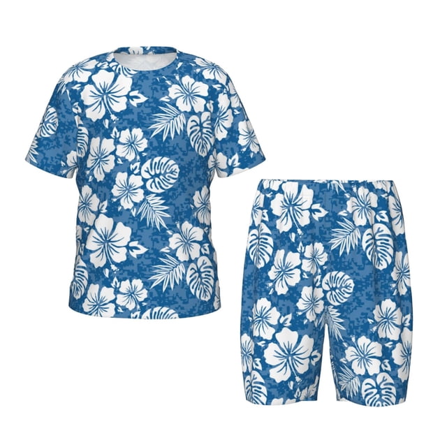 Balery Leaves And Flowers Conjunto de Pijama Infantil de Manga Corta con Estampado – Ropa de Dormir de Algodón Suave-Small