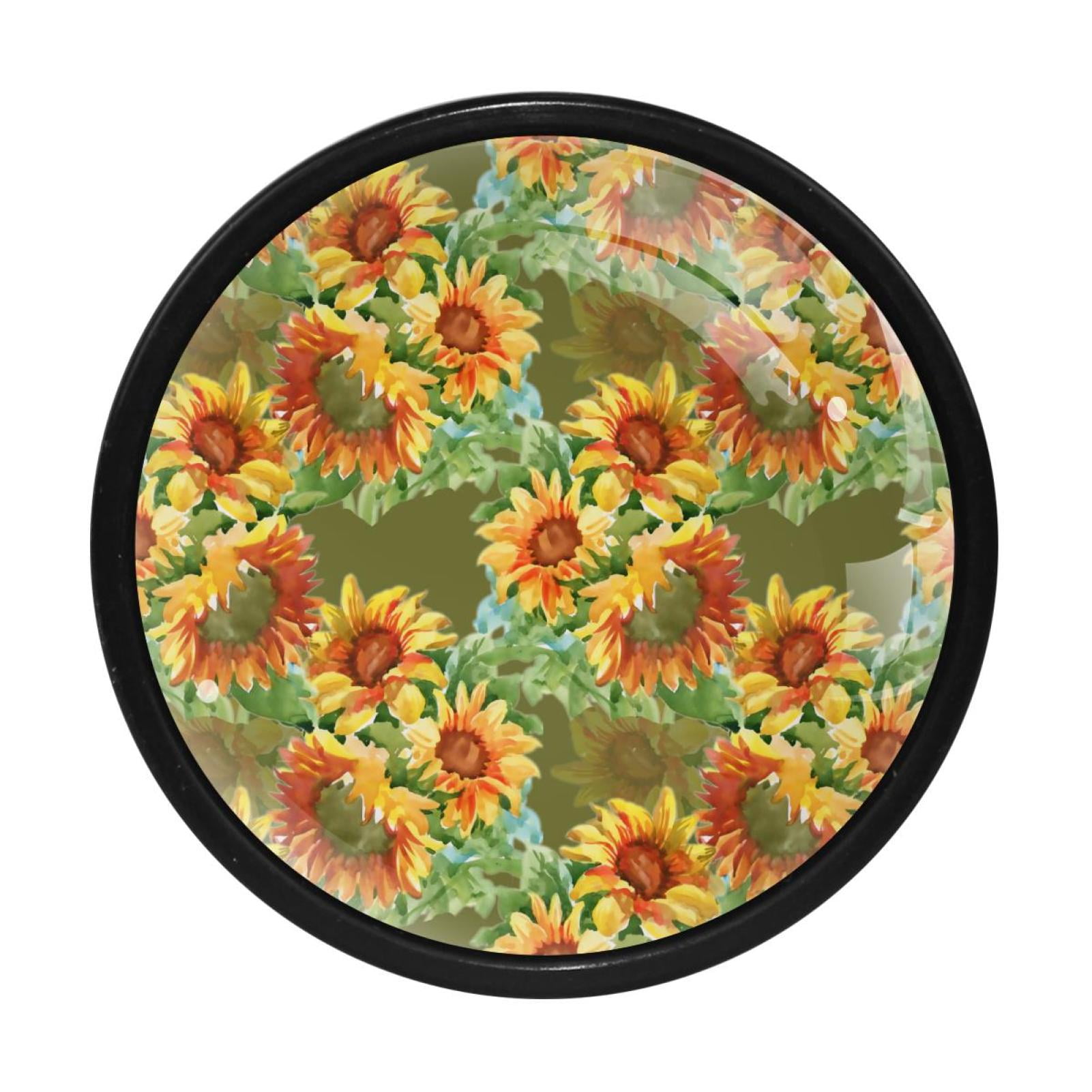 4 Pcs Sunflower Knobs for Kitchen Cupboard Dresser Bookcase