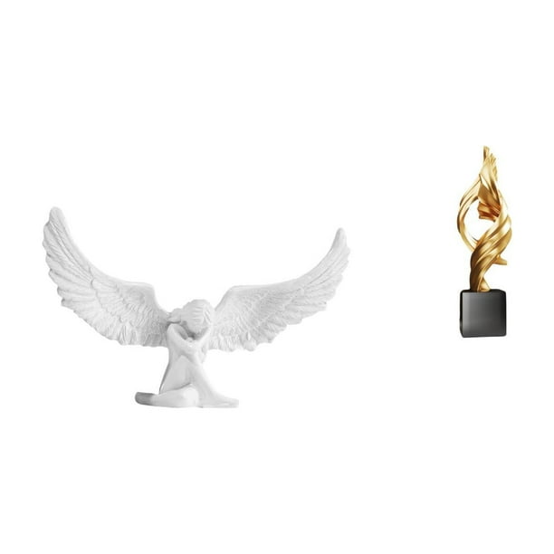 Escultura de ángel,Estatua de ángel para decoración del hogar,manualidades,color blanco,Estatua de arte abstracto,Estatua de arte abstracto Escultura de resina moderna,Colección creativa de