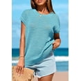 thumbnail image 6 of PRETTYGARDEN Womens Spring Tops Summer Shirts Crochet Cap Sleeve Sweater Pullover Cute Crew Neck Beach Cover Ups, 6 of 8