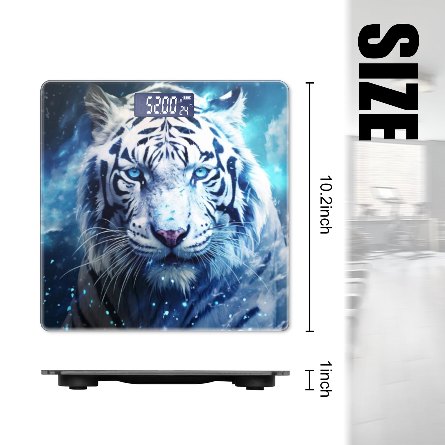 High Precision Body Weight Scale Smart Bathroom Scales with Large LCD Display(400lbs),Decorative for Bedroom-Tiger Vector Graffiti Style Blue Splashes With Angry Expression