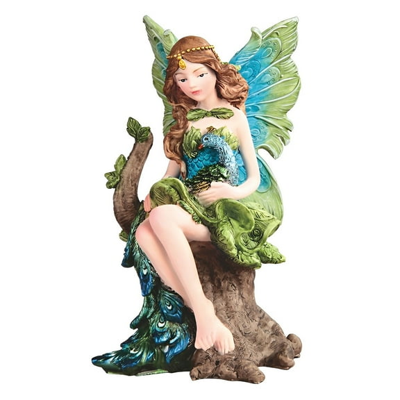 FC Design 6"H Fairy Holding Peacock on her Lap Figurine Statue Sculpture Ornament Decoration Home/Room Decor and Unique Gift Ideas for Housewarming, Holidays and Birthdays