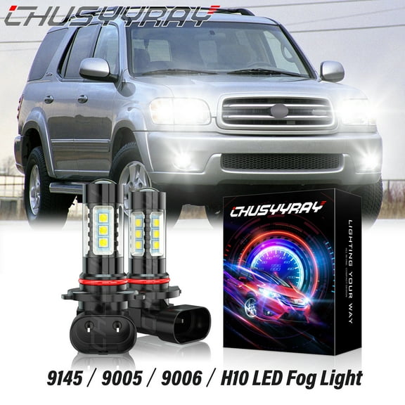 For Toyota Sequoia 2001-2005 2006 2007 2Pcs 9006 LED Fog/Driving Light Bulbs 6000K White Super Bright