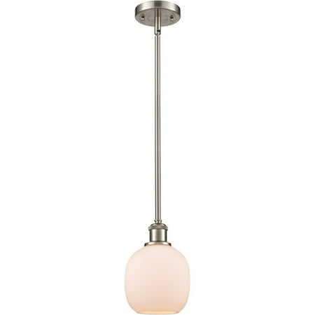 

Brushed Satin Nickel Tone Pendants 6 Wide Matte White Glass Steel/Cast Brass Medium Base 1 Light Fixture