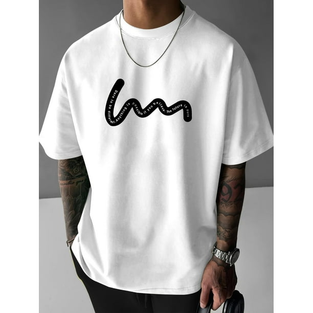 Men's Adult Graphic tee T-ShirtA Bold Line Simple Graphic Print Men's Short Sleeved T-shirt, American Fashion Trendy Round Neck Casual Top For Men In Spring And Summer Tee For Adult, Men, Women, Tee