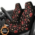 thumbnail image 4 of Garronmavis Rose Fluffy Car Seat Covers 2 Piece Front Seat Cushion Universal Protectors Lightweight Elastic Bucket Seats Cover for Women, 4 of 7