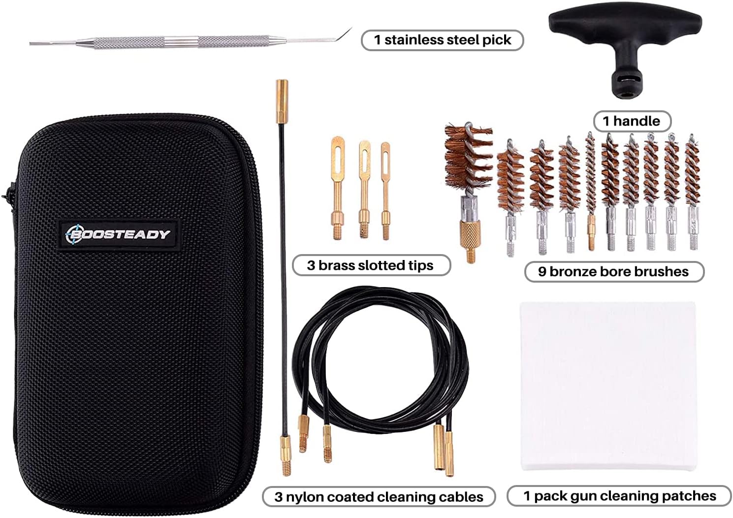 Kit De Limpieza Universal Para Pistolas Y Rifles - Incluye Varillas De Latón, Cepillos, Parches Y Estuche De Almacenamiento