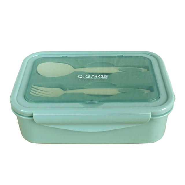Yeacher 1400ML Plastic Lunch Box With Fork and Spoon 3 Compartment Single-layer Leakproof Reusable Crisper