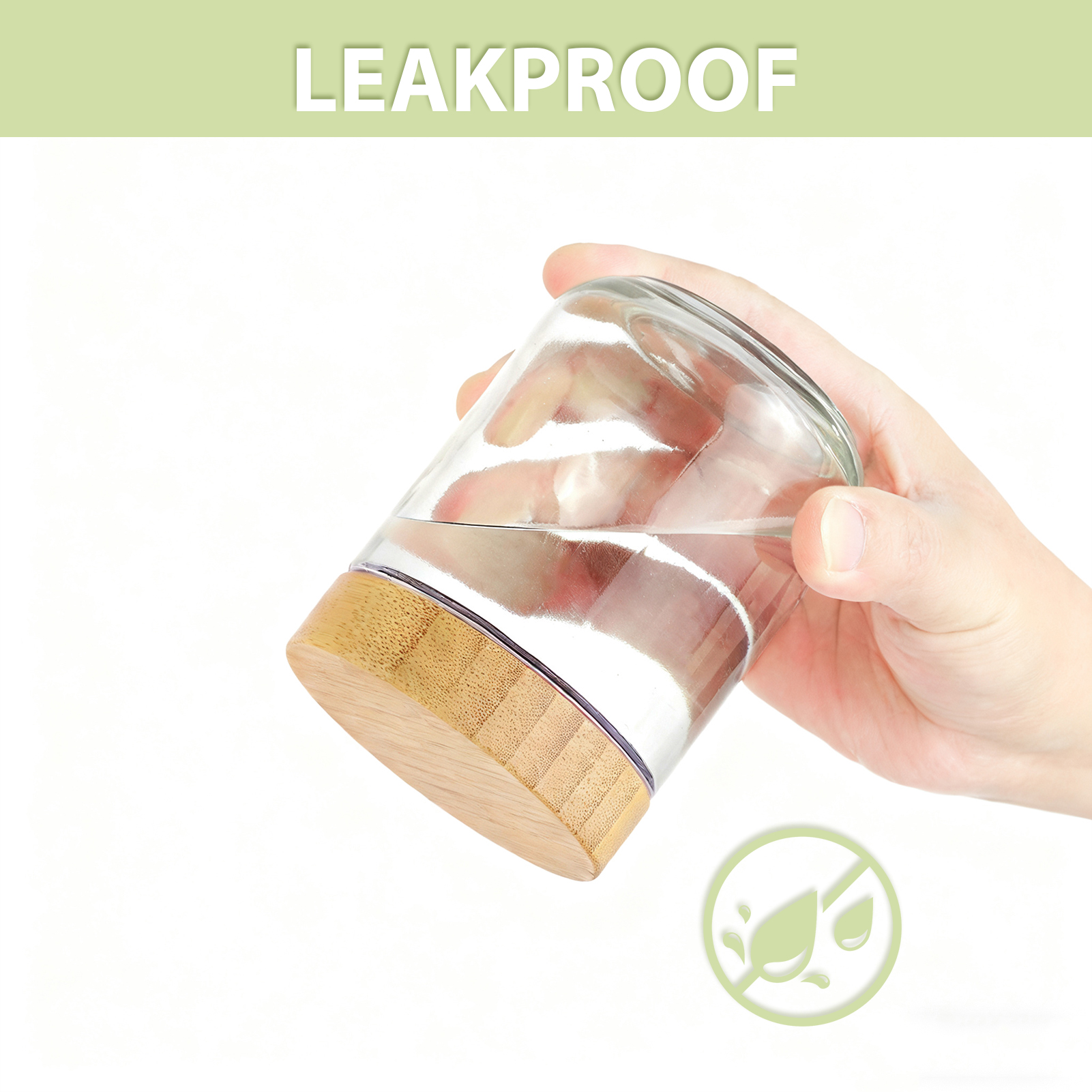 Lumikrypt 6Pack 16Oz Overnight Oats Containers with Bamboo Lids, Glass Jars with Airtight Lids, Glass Food Storage Containers, Ideal for Snacks, Yogurt, Spices, and Sweets