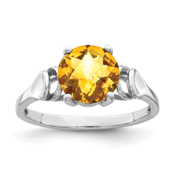 Primal Gold 14 Karat White Gold 8mm Citrine Checker Ring