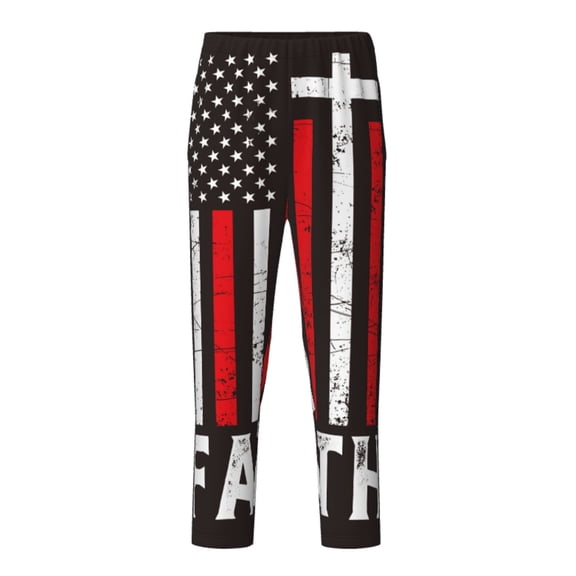 Xecao USA Flag Cross Print Teenagers' Pajama Pants Long Sleep Pants Soft Elastic Waist Pajama Bottoms Elastic waist with 2 Pockets 5-16 Years-XS(5-6)