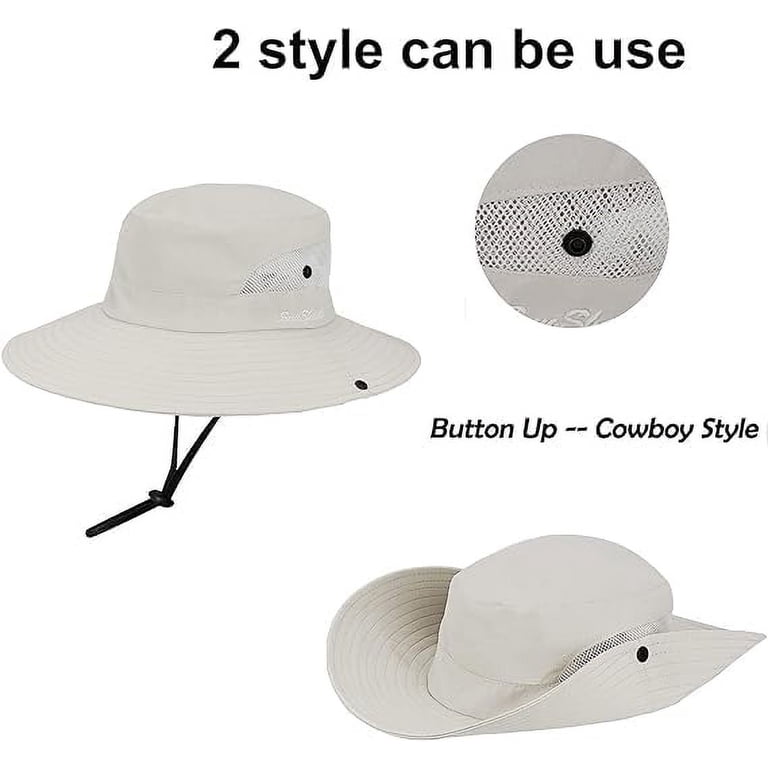 2 Pcs Women\'s UV-Protection Foldable Hats Mesh Wide Brim Hat with Ponytail Hole Women main image 3