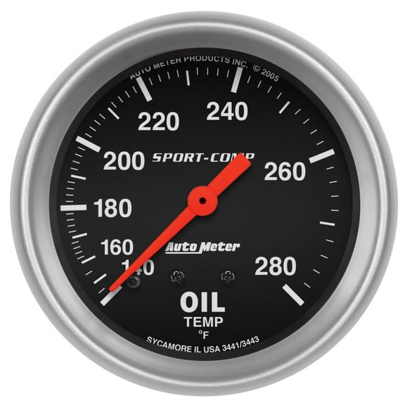 AUTO METER 3441 2-5/8IN OIL TEMP, 140- 280F, 6FTTUBING, MECH