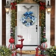 thumbnail image 5 of Christmas Flower Wreath Door Hanging Wall Hanging Rattan Wreath Atmospheric Scene Decorations Strobiles Imitation Bow Red Fruit Wreath, Blue, 5 of 7