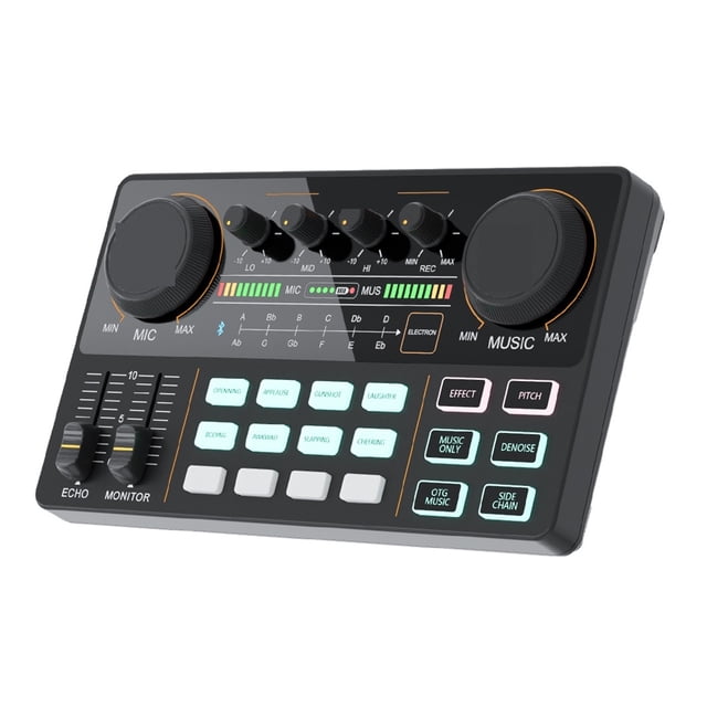 Interface Kit Sound Card With Microphone 3.5mm Condenser Mic For Computer Mobile Phone Recording Streaming