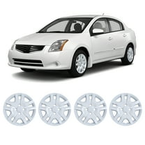 4Pcs 16 inch Hubcaps Wheel Rims Cover Compatible with Nissan Sentra 2007-2012,Bolt on Installation,PP,White Lacquer