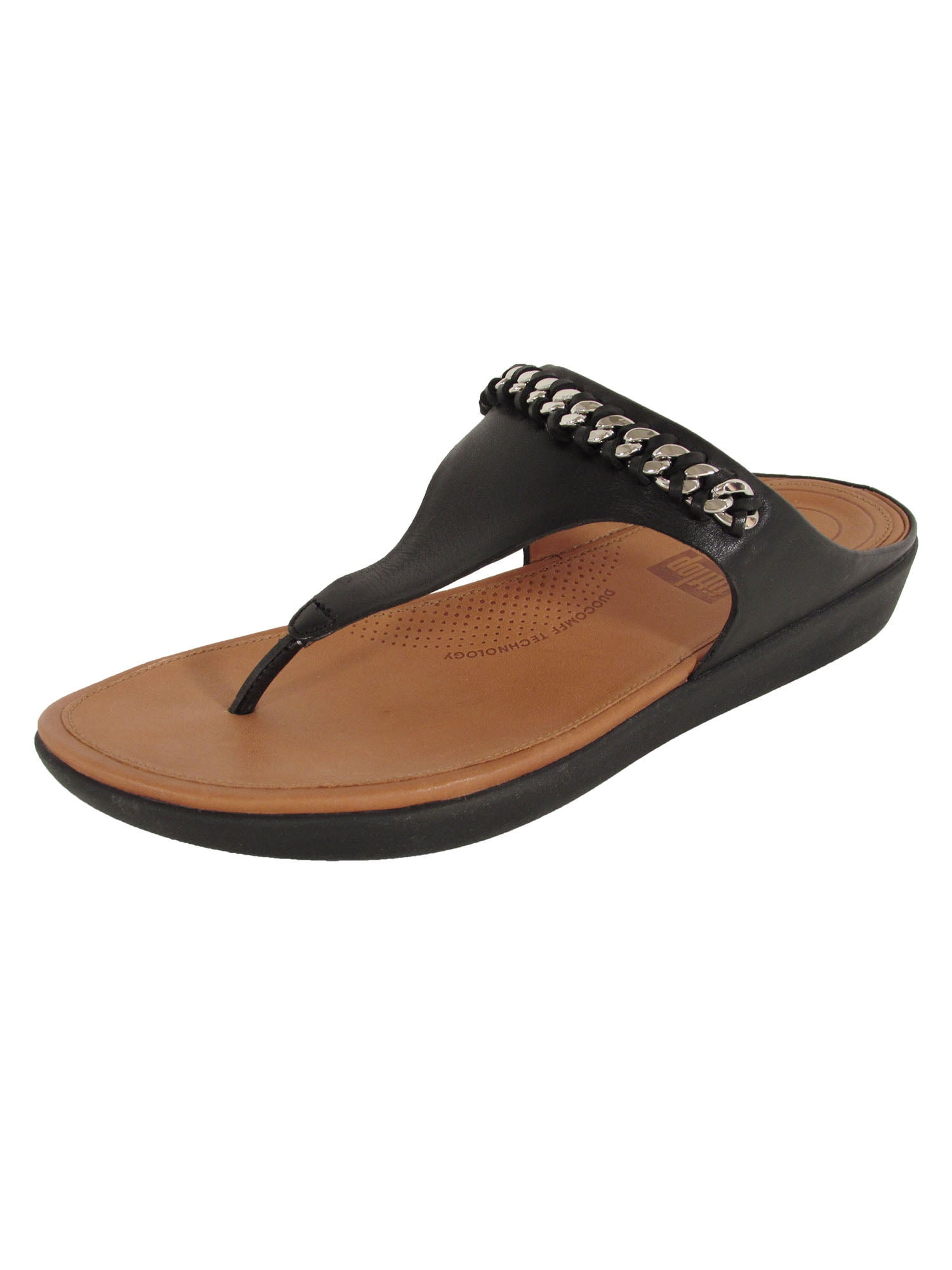 Fitflop Womens Banda II Chain Leather Thong Sandal Shoes - Walmart.com