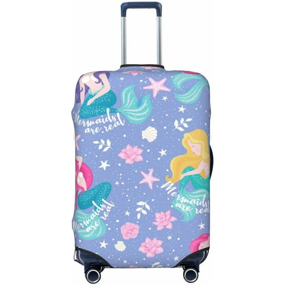 Highly Elastic Spandex Suitcase Cover Luggage Cover Protector Small Fits 18 to 21 Inch Kids Girls Mermaid Prints