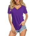 thumbnail image 1 of Womens V Neck Long/Short Sleeve T Shirts Basic Tee Tops, 1 of 3