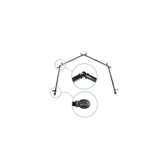 Handcrafted Curtain Rods & Hardware Set - Adjustable 20-72 Inch Black Rods with Finials