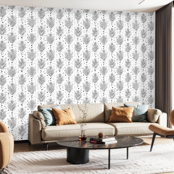 Peel and Stick Wallpaper Contact Paper Black White Boho Textured Modern Bathroom Decor Dots Lines Symmetry Self Adhesive and Removable 23.6in x 118in