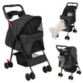 thumbnail image 3 of Fompes 4-Wheeled Pet Stroller for Cats & Dogs, Foldable Travel Carrier with Mesh Windows, Cup Holder, Storage Basket,Breathable Pet Strolling Cart,Holds up to 22lbs,Black, 3 of 13