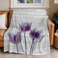 thumbnail image 2 of Abstract Purple Flannel Blanket for Bed,Travel and Camping, Tulip Ray Wood Grain Super Soft Cozy Blanket for All Seasons 40"x50", 2 of 7