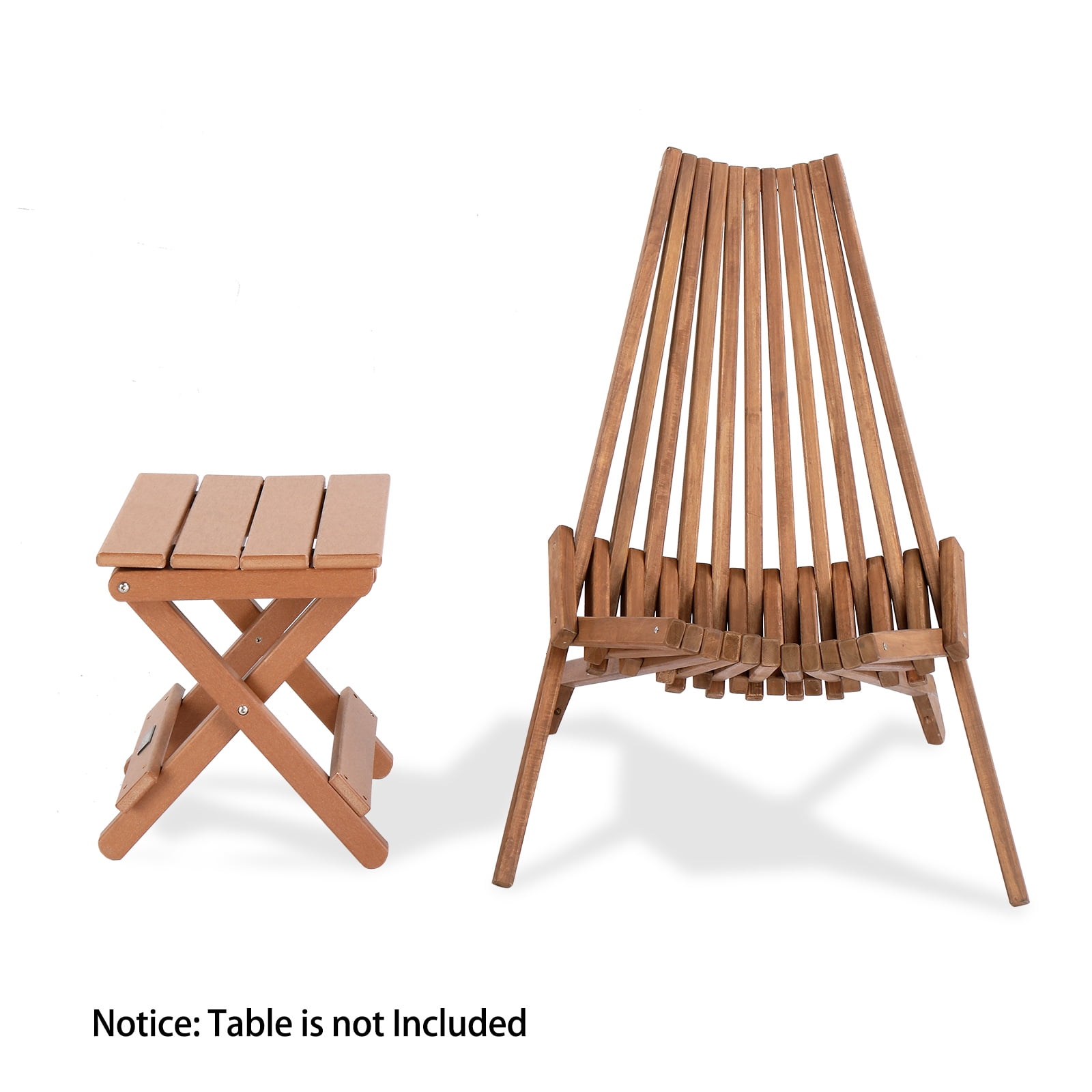 Acacia Wood Folding Chair, Natural Wood Color, Boho Chic Ergonomic Design, 400 lbs Weight Capacity, Foldable Portable Outdoor Chair for Balcony Patio Backyard Garden Lawn Porch