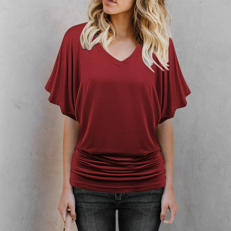 Tall Ladies Blouses Women's Tops Mid Length Shirts Three Quarter Sleeves  Shirts T Shirts Casual T Trendy Tops Women, A-wine, Large : :  Clothing, Shoes & Accessories