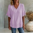 thumbnail image 2 of Rhuody Women Tops Short Sleeve V Neck Loose Color T Shirt Womens Clothes Purple, 2 of 4