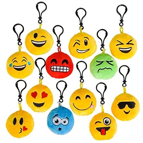 Plush Toy Emoji Keychain 24 Pieces, In 12 Different Faces Great