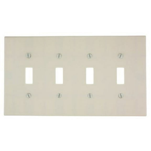 Leviton 80512-A Almond Midway Four Gang Toggle Light Switch Wall Plate