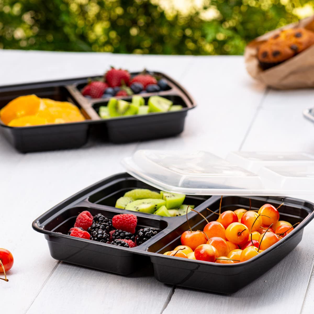 15pcs Disposable Round Plastic Bento Box 3-Compartment Meal Prep Container  Safe Food Storage Containers Box - AliExpress