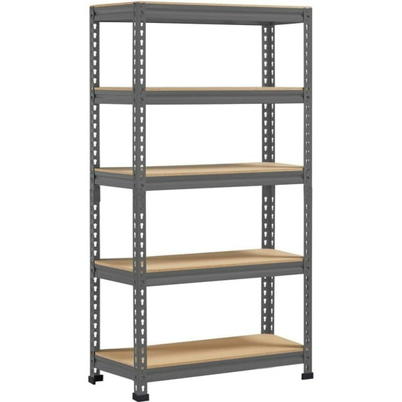 5-Tier Utility Shelves, Metal Storage Shelves, Adjustable Shelving Units, Boltless Assembly, Garage Shelves Shed Shelving for Warehouse Garage Shed Basement- Dark Gray, 27.5 x 12x 60 Inch