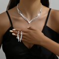 thumbnail image 4 of Wedding Jewelry Set Silver Rhinestone Necklace Earrings Set Prom Party Jewelry sets for Brides and Women, 4 of 4