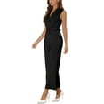 thumbnail image 4 of MODA NOVA Juniors' Jumpsuit V Neck High Waist Sleeveless Long Pants Jumpsuit M Black, 4 of 6