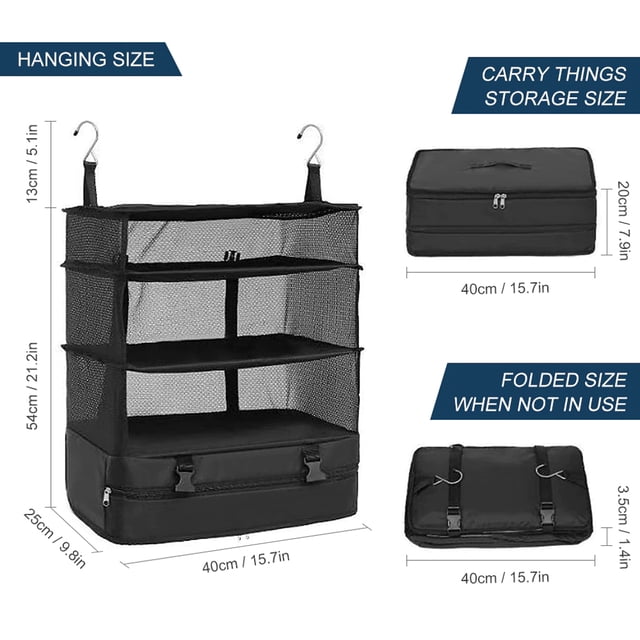 Outdoor Storage Mesh Bag Foldable 3 Layers Outdoor Storage Door 2 Hooks Zipper Pocket Hanging Picnic Barbecue Travel Camping Towel Package