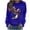 Blue, variant on Sexlip Womens Long Sleeve Sweatshirt Decorative Shoe Print Design Soft Fabric Relaxed Silhouette for Daily Wear Black XL