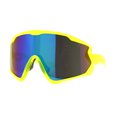 thumbnail image 2 of Mens Super Oversized Block Shield Geometric Bevel Cut Sport Sunglasses Yellow Teal Mirror, 2 of 4